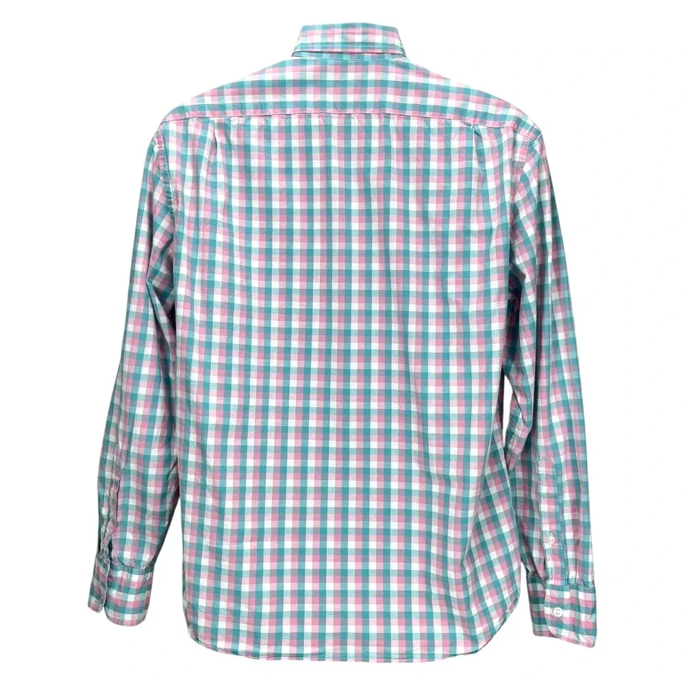 J. Crew‎ Men's Medium Slim Untucked Pastel Gingham Flex Wash L/S Button-Up Shirt